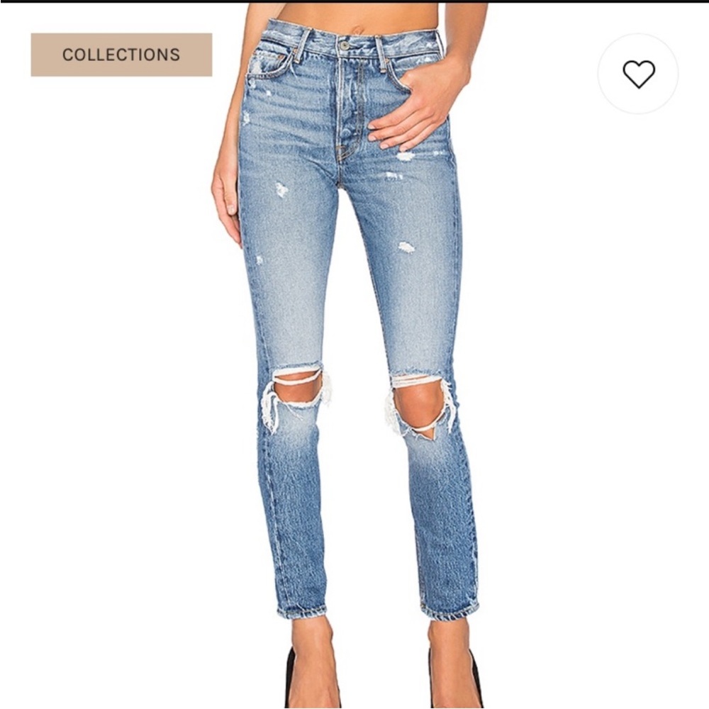 GRLFRND Karolina Light Blue Distressed Skinny Jeans